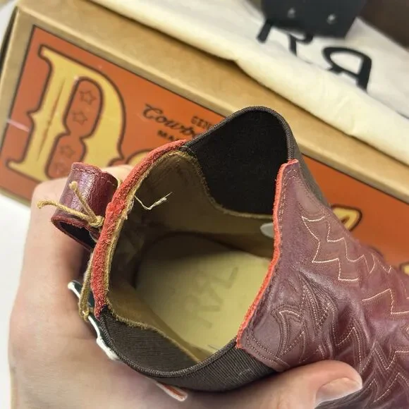 RRL Double RL Ralph Lauren Lottie Red Leather Cowboy Boots Women’s 8.5B NIB USA - Picture 10 of 11